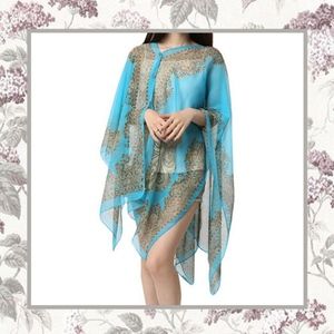 🍒 SHAWL PAISLEY SCARF KAFTAN BOHO CHIC COVER KIMONO WRAP BEACH COVER BLUE LOVE